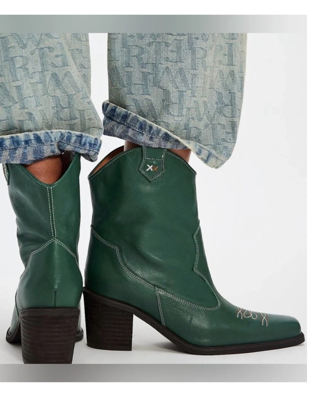 NWT Free People Wandering Western Boot Lulworth Blue sz 8.5